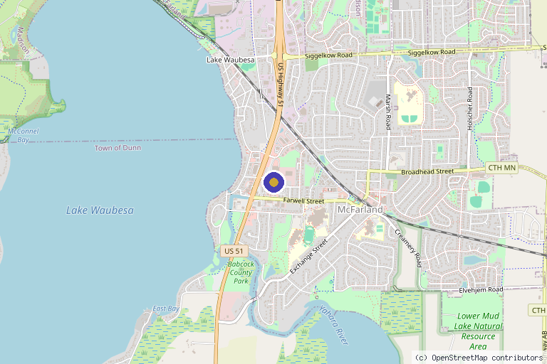 Map showing the location of ANEU Med Spa in McFarland, WI