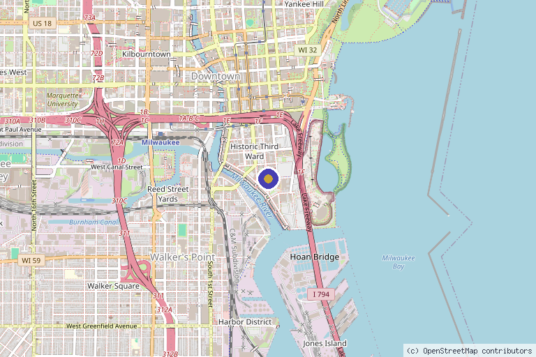 Map showing the location of H2O Health in Milwaukee, WI