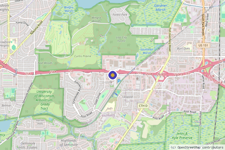 Map showing the location of Radiance Skin Therapy & Laser Center in Madison, WI