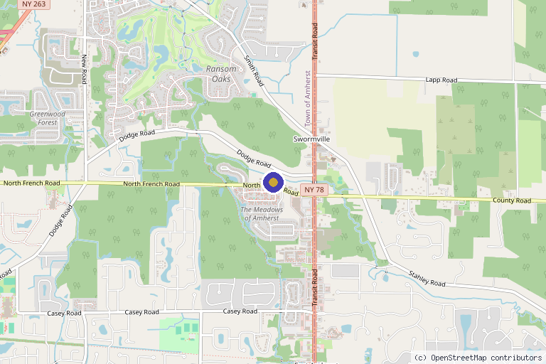 Map showing the location of Buffalo Aesthetics | The Medical Spa Experts in East Amherst, NY
