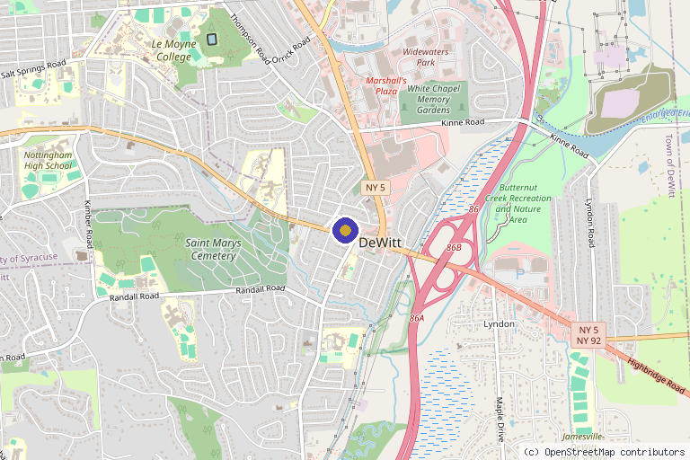 Map showing the location of ONE Vida in Syracuse, NY