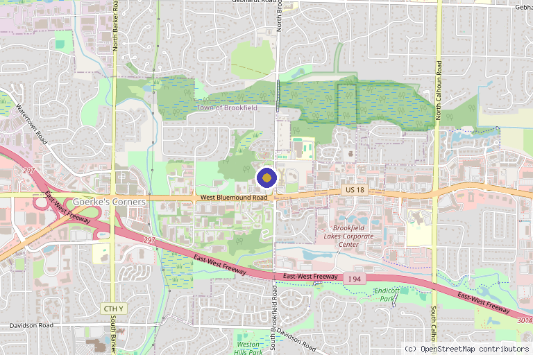 Map showing the location of A Younger You Medical Spa in Brookfield, WI
