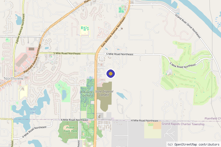 Map showing the location of Grand Rapids IV Wellness & Aesthetics in Grand Rapids, MI