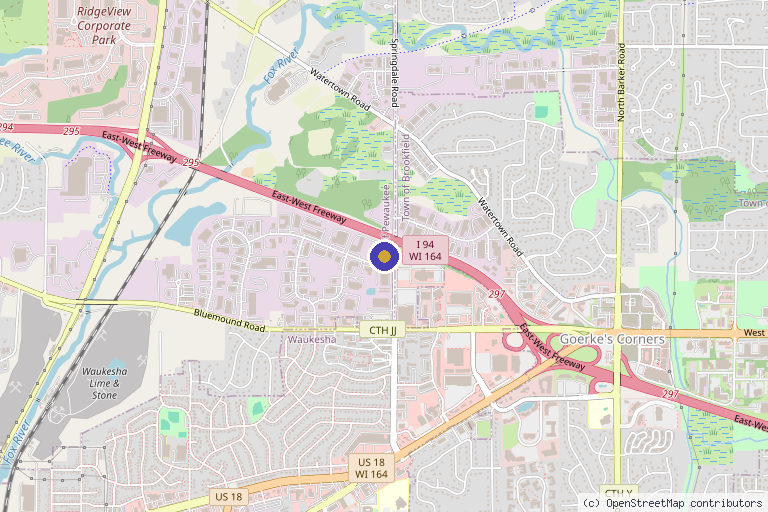 Map showing the location of Skiin Anti-Aging Lounge in Waukesha, WI