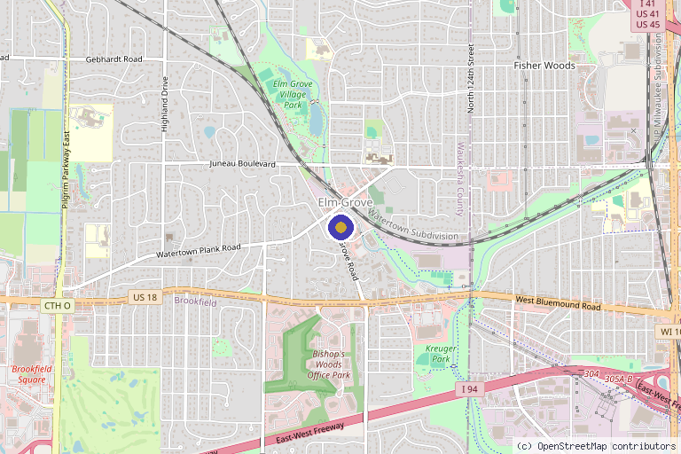 Map showing the location of Zayna's Advanced Aesthetics in Elm Grove, WI