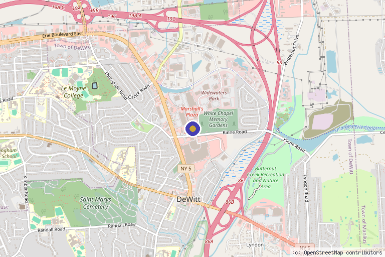 Map showing the location of Syracuse Orthopedic Specialists | SOS | Widewaters - DeWitt in Syracuse, NY