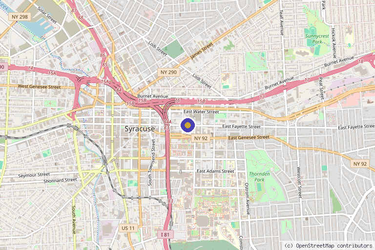 Map showing the location of Repair Biotechnologies, Inc. in Syracuse, NY