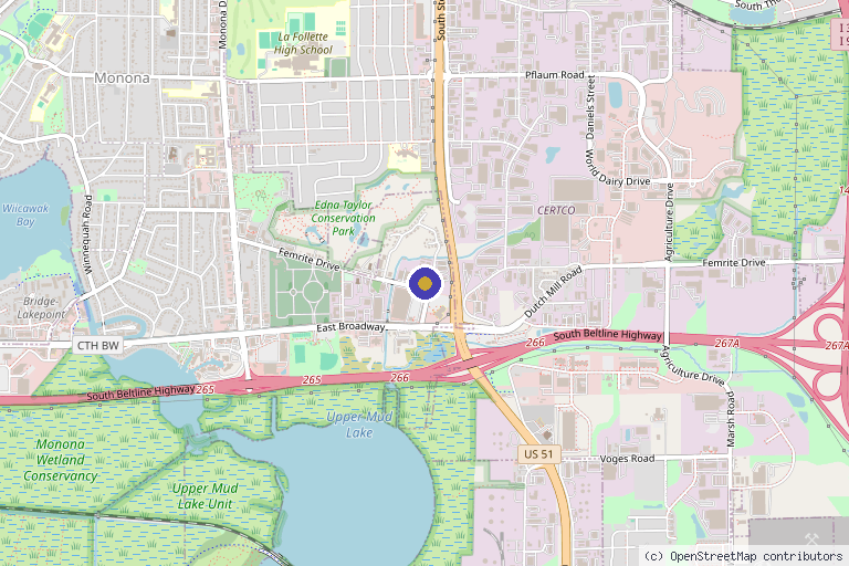 Map showing the location of Capital City Wellness & Aesthetics in Monona, WI