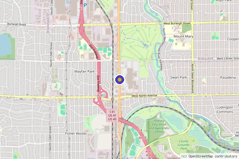 Map showing the location of Spectrum Stem Cell and Regenerative Medicine Center in Milwaukee, WI
