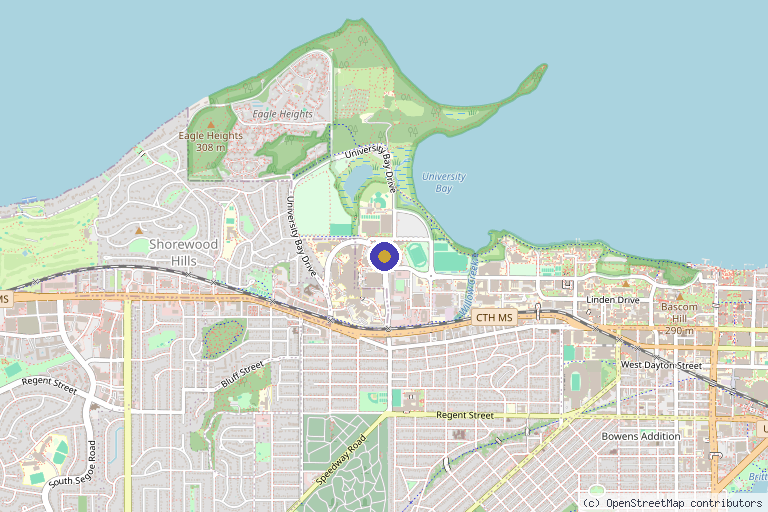 Map showing the location of Department of Cell and Regenerative Biology in Madison, WI