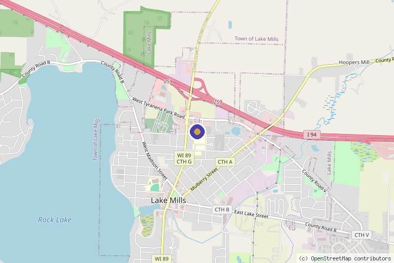Map showing the location of Integrative Medical Solutions Of Lake Mills LLC in Lake Mills, WI