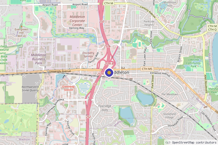 Map showing the location of WHOW Aesthetics in Middleton, WI