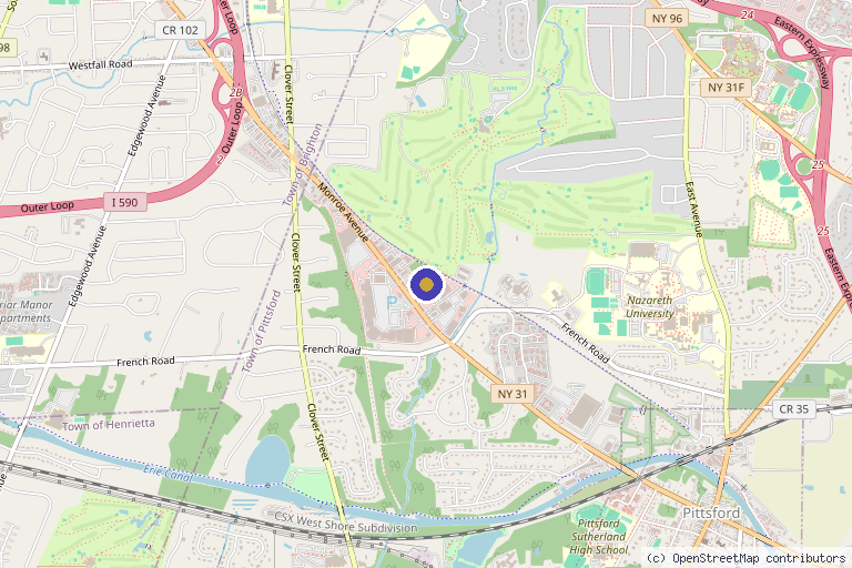 Map showing the location of Genesis Beauty & Wellness in Rochester, NY