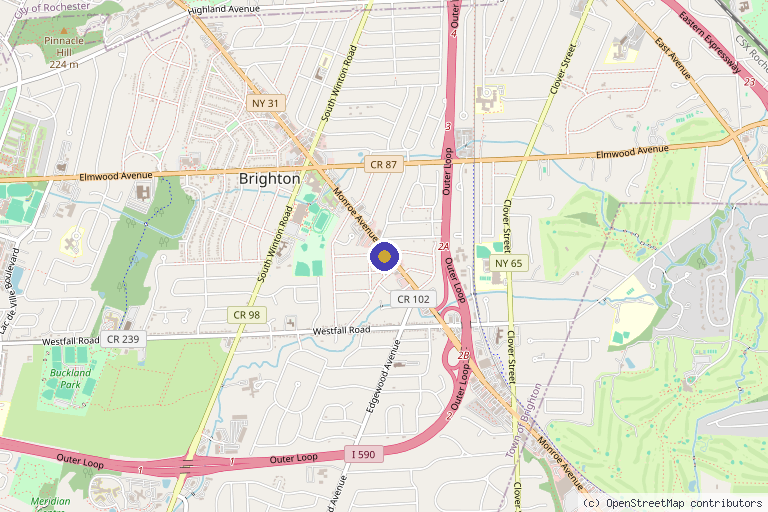 Map showing the location of Monroe Medspa - Rochester in Rochester, NY