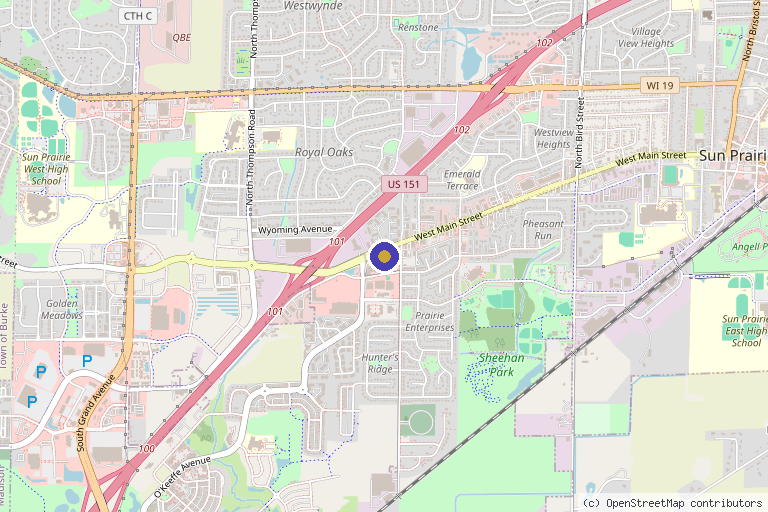 Map showing the location of Matrix Regeneration in Sun Prairie, WI
