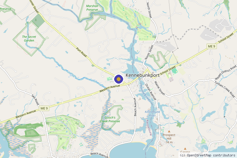 Map showing the location of QC Kinetix – Kennebunk in Kennebunk, ME