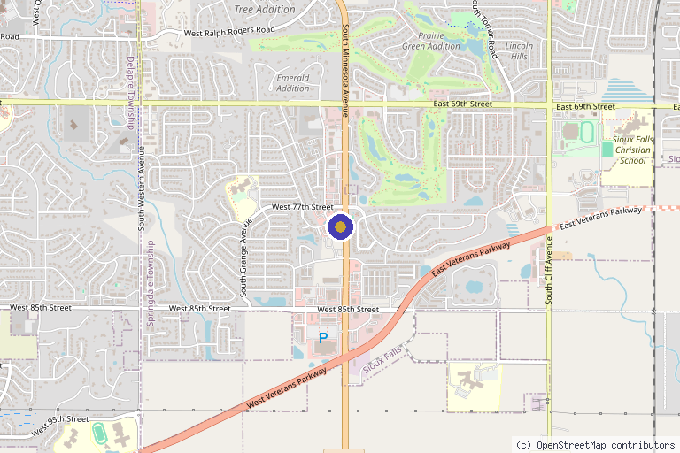 Map showing the location of Kalon Aesthetics & Surgery in Sioux Falls, SD