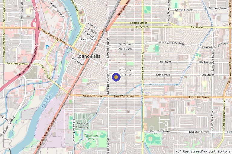 Map showing the location of The Healing Sanctuary- Integrative Medicine & IV Therapy in Idaho Falls, ID