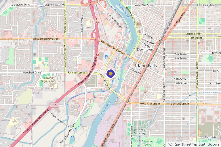 Map showing the location of Eagle Rock Neuropathy and Joint Pain Center in Idaho Falls, ID