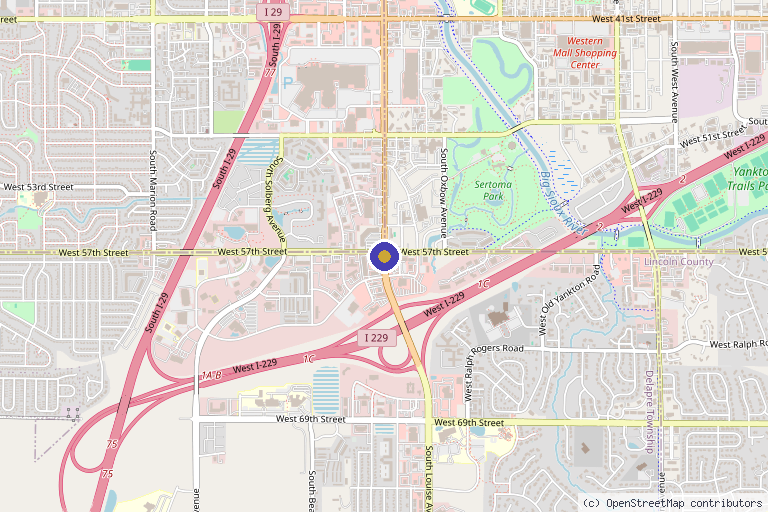 Map showing the location of OsteoStrong Sioux Falls in Sioux Falls, SD