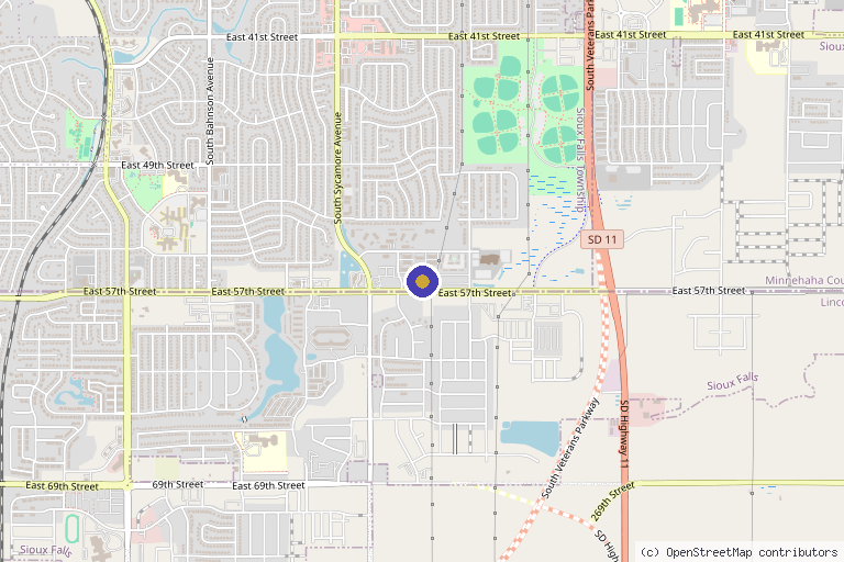 Map showing the location of Novo Aesthetics in Sioux Falls, SD