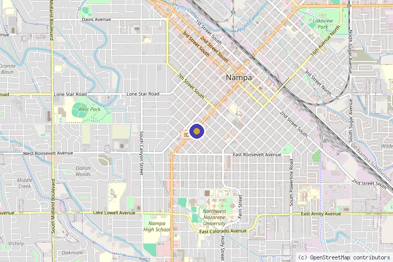 Map showing the location of Acupuncture Care Clinic in Nampa, ID