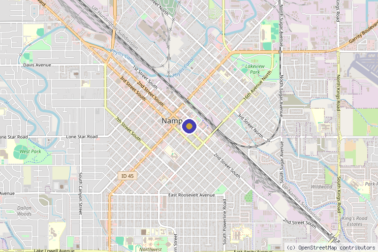 Map showing the location of Snake River Aesthetics in Nampa, ID
