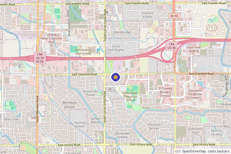 Map showing the location of The Injection Studio in Meridian, ID