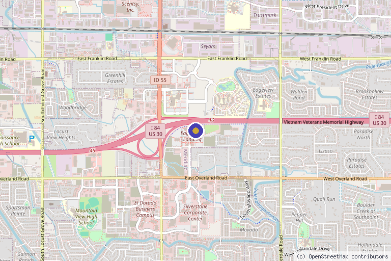 Map showing the location of Peak Personalized Healthcare in Meridian, ID