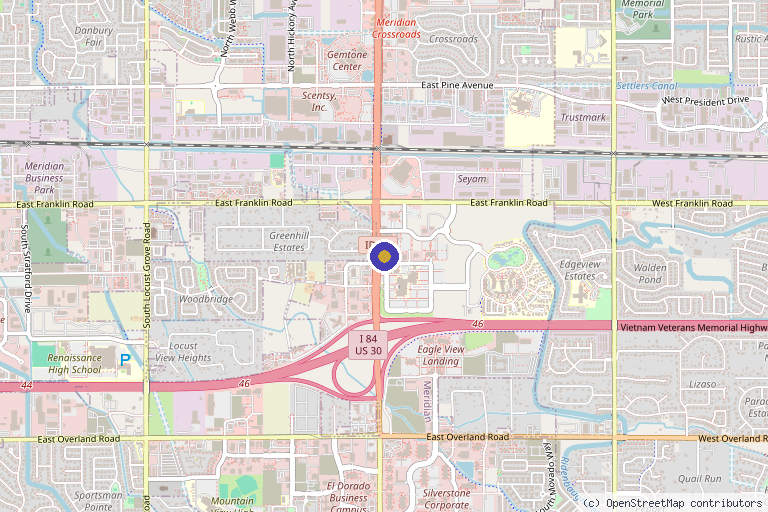 Map showing the location of Treasure Valley Plastic Surgery & Medical Spa in Meridian, ID
