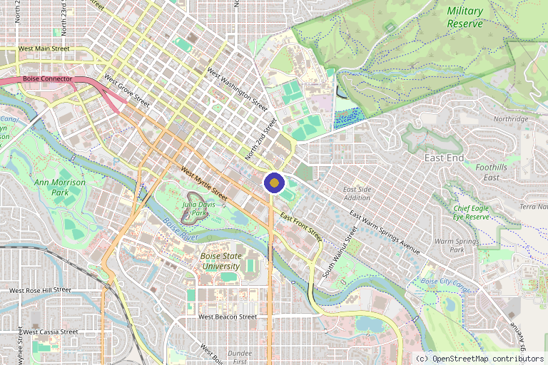 Map showing the location of Evoqe Medical Aesthetics in Boise, ID