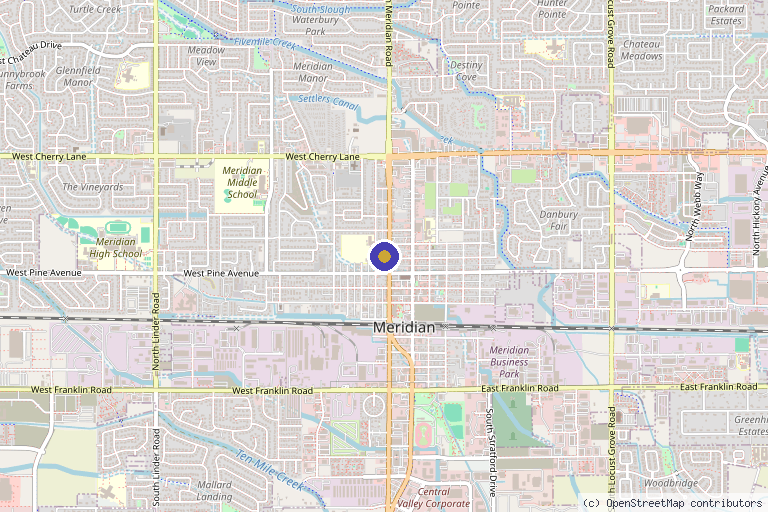 Map showing the location of Vance Medical in Meridian, ID