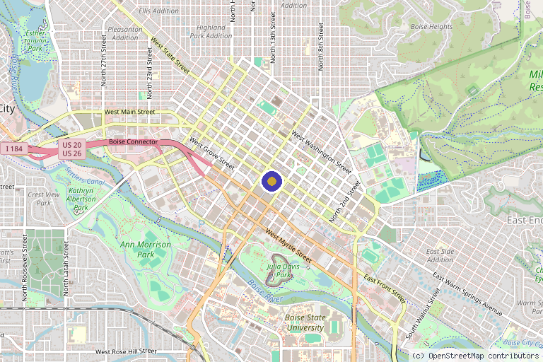 Map showing the location of Vitality Men’s Center in Boise, ID