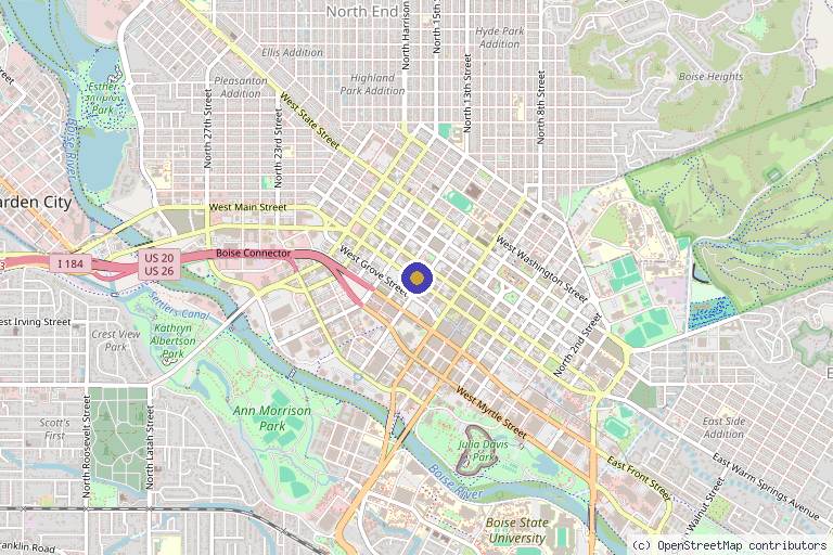 Map showing the location of Bobbi Bullock Medical Esthetics & The Mobile MedSpa Party in Boise, ID