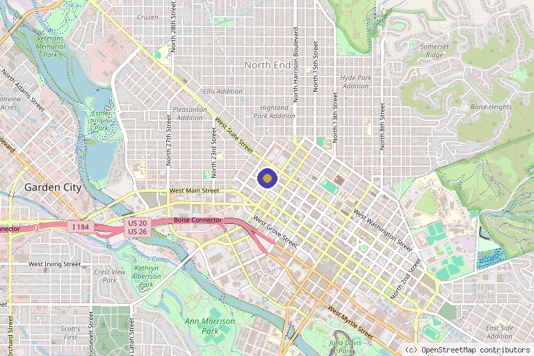 Map showing the location of Om Wellness & Aesthetics in Boise, ID