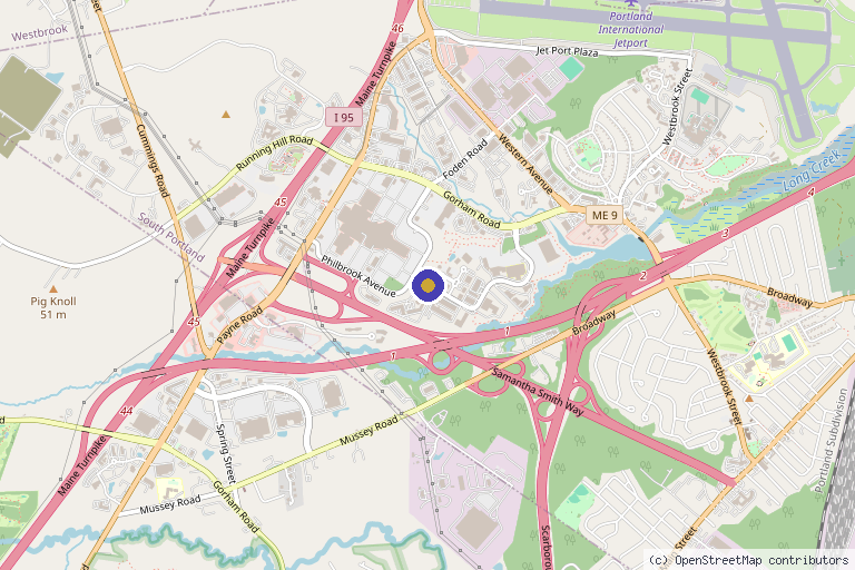 Map showing the location of QC Kinetix – South Portland in Portland, ME