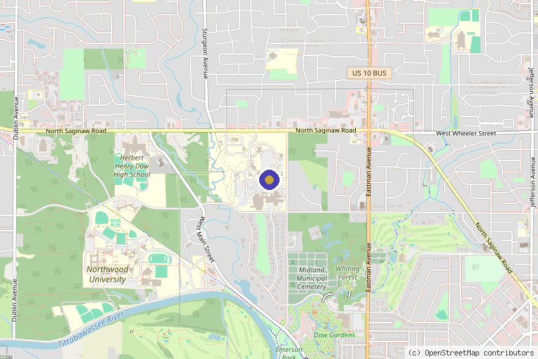 Map showing the location of Healogics, LLC in Midland, MI
