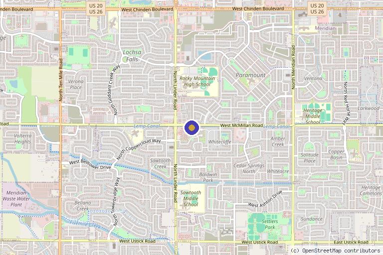 Map showing the location of Skin N Tox Aesthetics in Meridian, ID