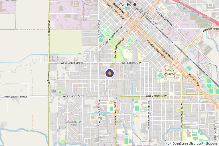 Map showing the location of West Idaho Orthopedics & Sports Medicine - Caldwell in Caldwell, ID
