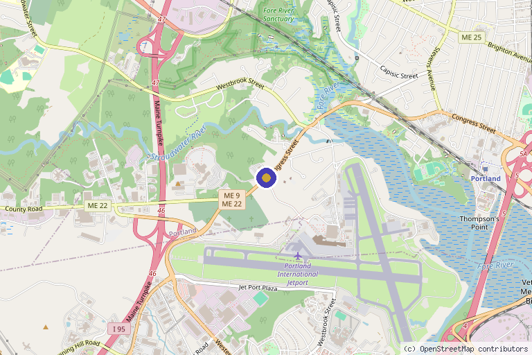 Map showing the location of Age Management Center of New England in Portland, ME
