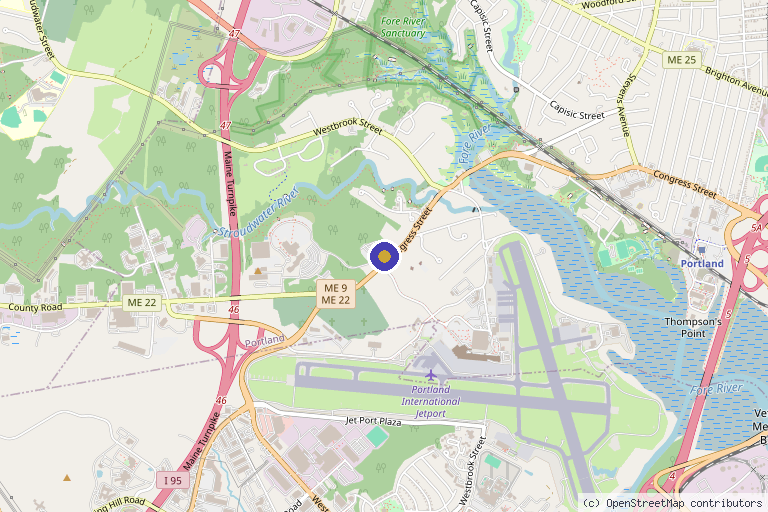 Map showing the location of Cosmetic Enhancement Center of New England in Portland, ME