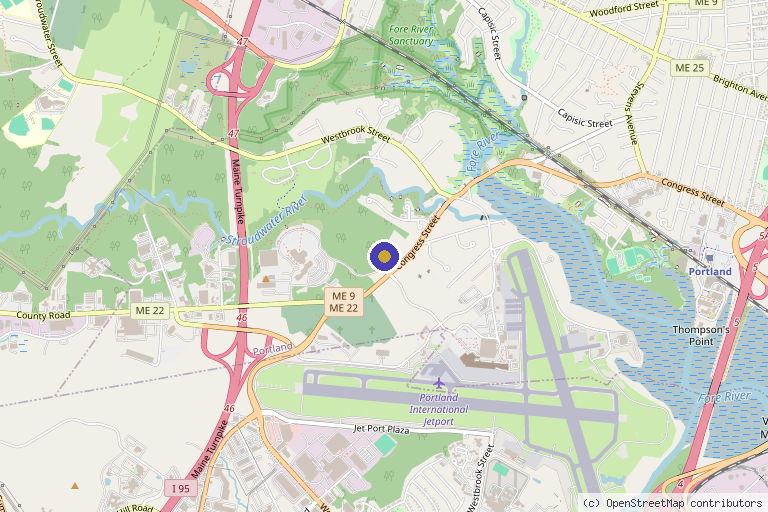 Map showing the location of Northeastern Interventional Pain and Migraine Center in Portland, ME
