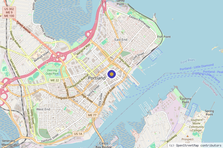 Map showing the location of Rytualist Aesthetics Bar in Portland, ME