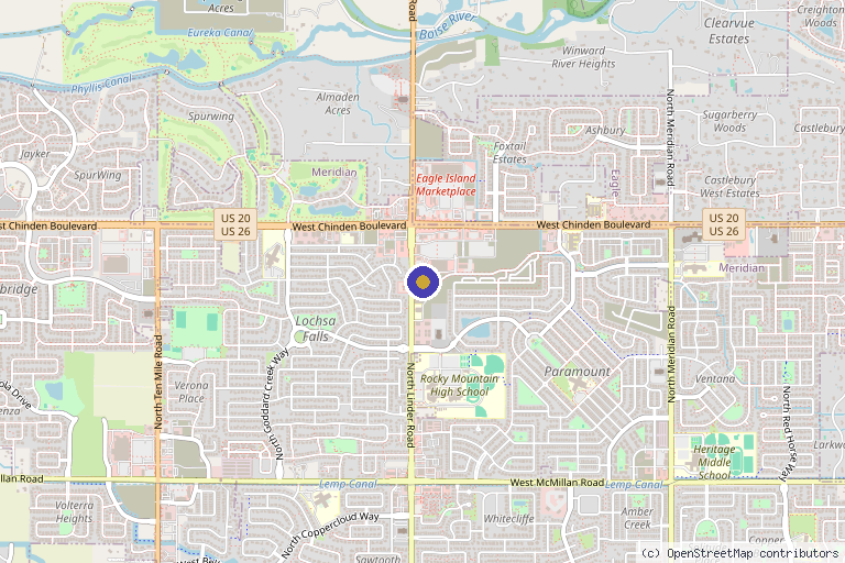 Map showing the location of RISE Modern Wellness in Meridian, ID