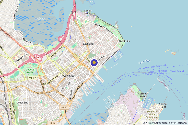Map showing the location of esthetic medspa portland in Portland, ME
