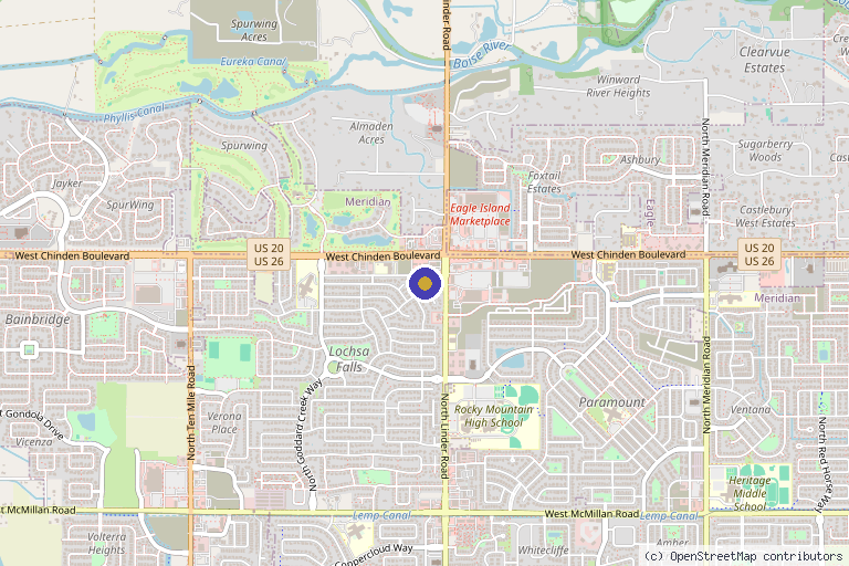 Map showing the location of BEAM Beauty and Wellness in Meridian, ID