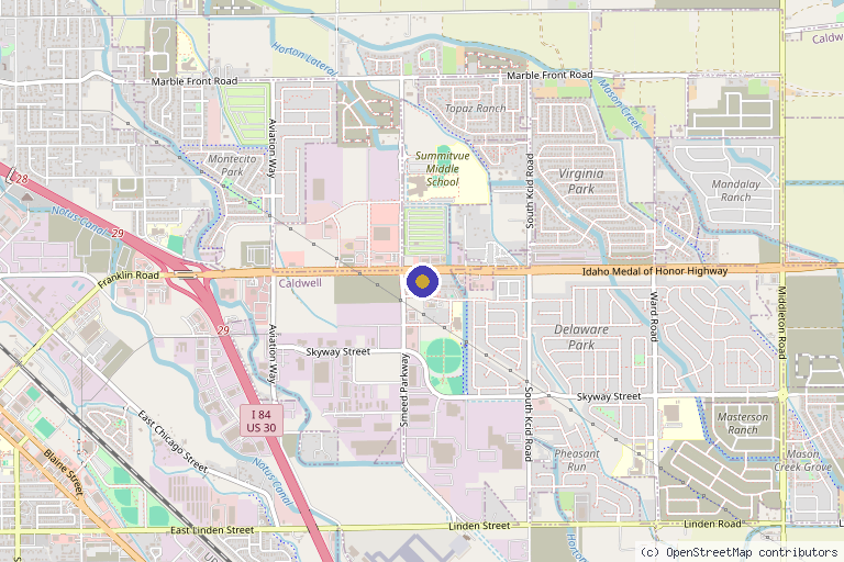 Map showing the location of Rocky Mountain Foot & Ankle in Caldwell, ID
