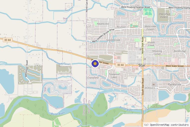 Map showing the location of SKYN Aesthetics & Wellness in Star, ID