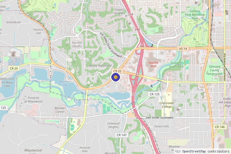Map showing the location of Misra Medical Aesthetics in Rochester, MN