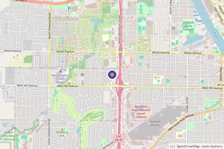 Map showing the location of Orthopedic & Spine Therapy Oshkosh in Oshkosh, WI